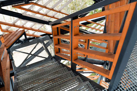 Abstract view of staircases to tower. Backgrounds.の写真素材