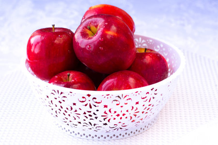 Beautiful apple still life, red apples on a white background