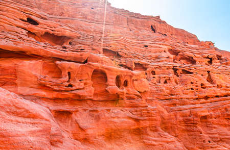 Colored Salam canyon in the Sinai Peninsula, beautiful curved limestone stones.の写真素材