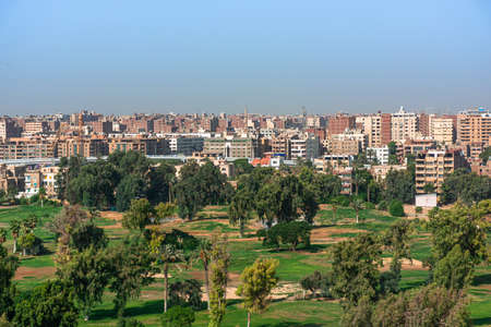 Egypt, view of the city of Cairo from the Giza plateau,の写真素材