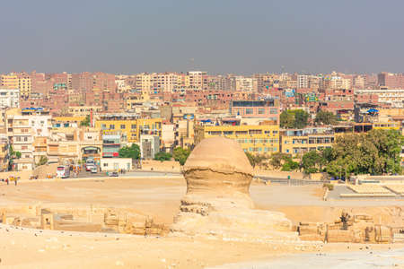 Egypt, view of the city of Cairo from the Giza plateau,の写真素材