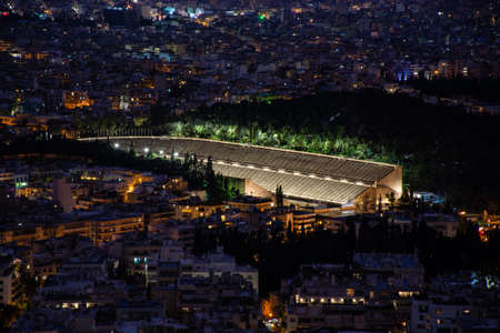 Greece Athens at night, Panathinaikos stadium view, cityscapeの写真素材