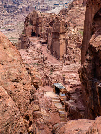 Temples and tombs in the city of Petra Jordan, ancient architectureの写真素材