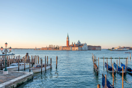 Italy, Venice Cathedral, on the island of San Giorgio Maggiore, panoramic shotの写真素材