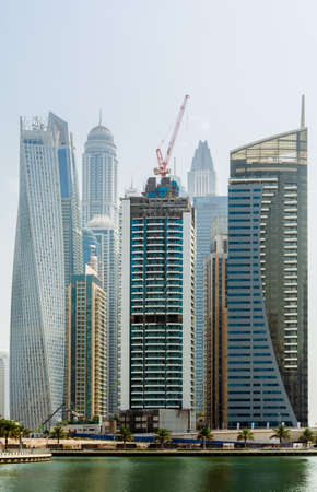 Daytime cityscape of Dubai, modern architecture of Dubai Marina areaの写真素材