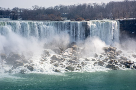 Stunning view of Niagara Falls in sunlight in Canada.の写真素材