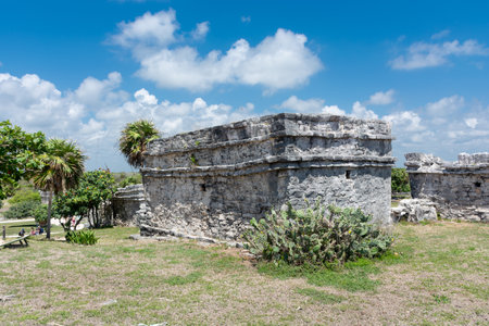 Mexico ancient Mayan city on the Caribbean coast in Tulum.の写真素材