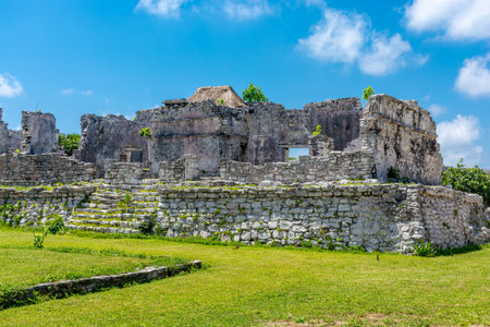 Mexico ancient Mayan city on the Caribbean coast in Tulum.の写真素材