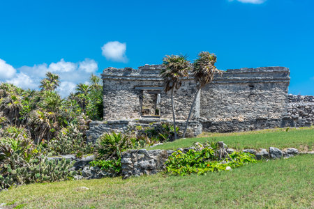 Mexico ancient Mayan city on the Caribbean coast in Tulum.の写真素材