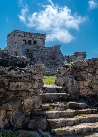 Mexico ancient Mayan city on the Caribbean coast in Tulum.の写真素材