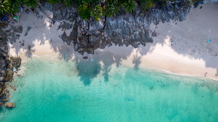 Freedom Beach on Phuket island near Patong. Aerial photography.の写真素材