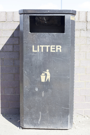 Bin with writing on the top Litterの写真素材
