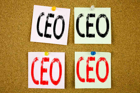 Conceptual hand writing text caption inspiration showing CEO Business concept for Operating Leader Business Executive President on colourful Sticky Note close-upの写真素材