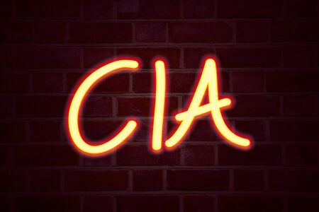 CIA  neon sign on brick wall background. Fluorescent Neon tube Sign on brickwork Business concept for Abbreviation 3D rendered Front Viewの写真素材