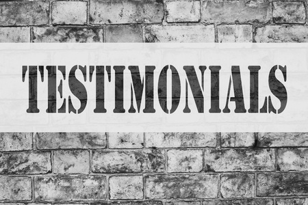 Conceptual announcement text caption inspiration showing Testimonials. Business concept for Consumer Comment Opinion written on old brick background with spaceの写真素材
