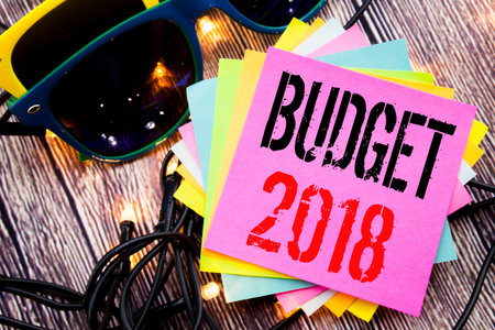 Word, writing Budget 2018. Business concept for Household budgeting accounting planning written on...