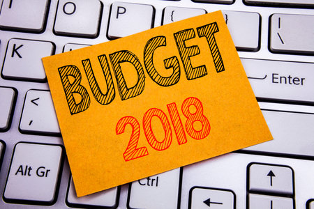 Conceptual hand writing text caption inspiration showing Budget 2018. Business concept for Household...