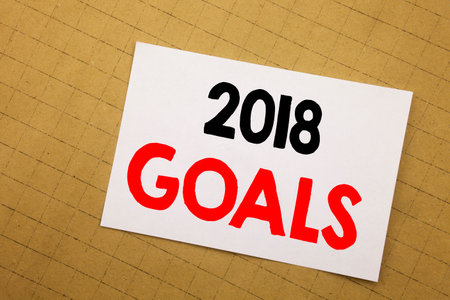 Conceptual hand writing text caption inspiration showing 2018 Goals. Business concept for financial...