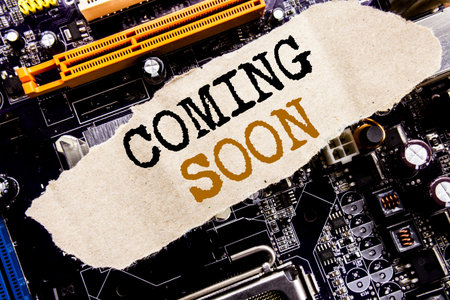 Handwriting Announcement text showing Coming Soon. Business concept for Message Future Written on...