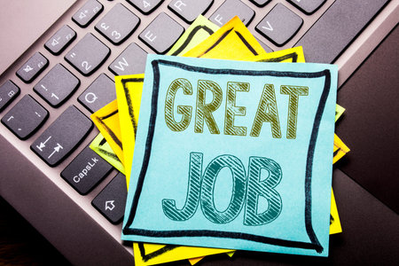 Conceptual hand writing text caption inspiration showing Great Job. Business concept for Success...