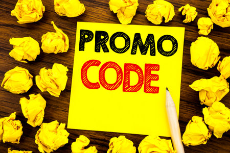 Writing text showing Promo Code. Business concept for Promotion for Online Business Written on...