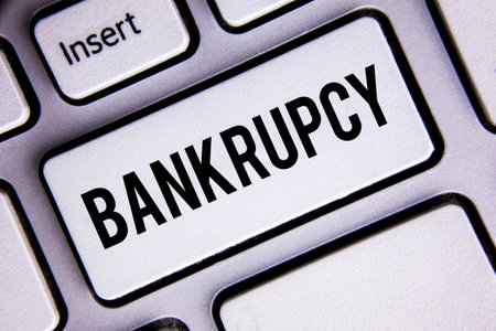 Text sign showing Bankrupcy. Conceptual photo Company under financial crisis goes bankrupt with...