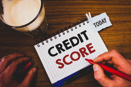 Handwriting textss writing Credit Score. Concept meaning Capacity to repay a loan Creditworthiness of an individualの写真素材
