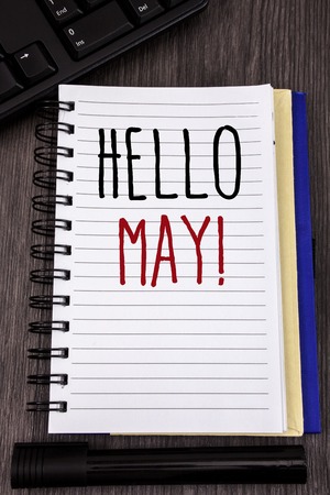 Conceptual hand writing showing Hello May Motivational Call. Business photo showcasing Starting a new month April is over Springの写真素材