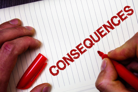 Conceptual hand writing showing Consequences. Business photo showcasing Result Outcome Output Upshot...