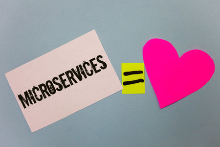 Handwriting text writing Microservices. Concept meaning Software development technique Decomposing...