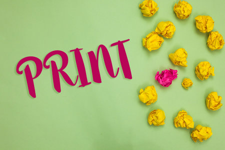 Handwriting text writing Print. Concept meaning Produce letter numbers symbols on paper by machine...