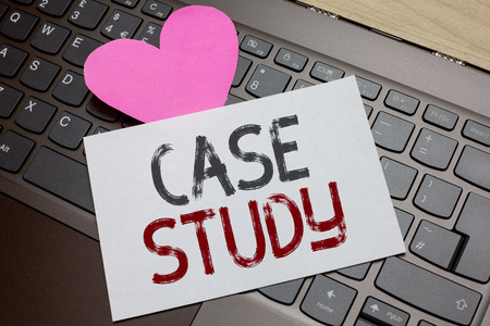 Word writing text Case Study. Business concept for A subject matter to be discussed and related to the topic Paper Romantic lovely message Heart Keyboard Type computer Good feelingsの写真素材