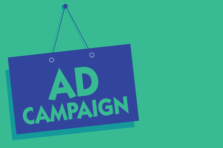 Writing note showing Ad Campaign. Business photo showcasing promotion of specific product or service...