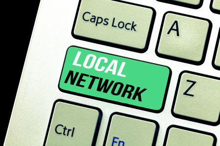 Conceptual hand writing showing Local Network. Business photo text Intranet LAN Radio Waves DSL Boradband Switch Connection.の写真素材