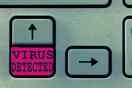 Text sign showing Virus Detected. Conceptual photo A computer program used to prevent and remove malware.の写真素材