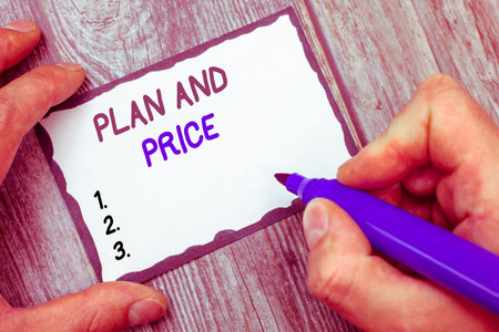Word writing text Plan And Price. Business concept for setting decent price for product to sale...
