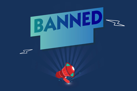 Handwriting text Banned. Concept meaning Officially prevent someone from doing something legally prohibit.の写真素材