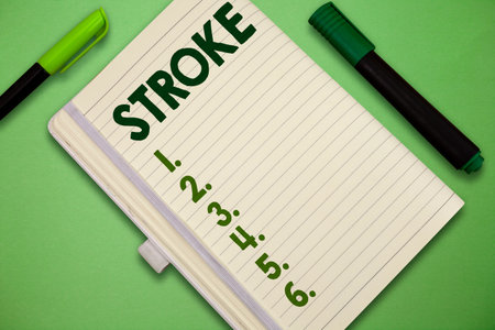 Handwriting text Stroke. Concept meaning act of hitting or striking someone or something blow mark...