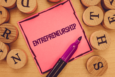 Writing note showing Entrepreneurship. Business photo showcasing Process of designing launching and running a new business.の写真素材