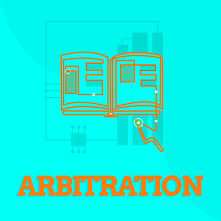 Text sign showing Arbitration. Conceptual photo Use of an arbitrator to settle a dispute Mediation Negotiation.の写真素材