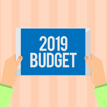 Text sign showing 2019 Budget. Conceptual photo Business financial plan for new year Investments strategy.の写真素材