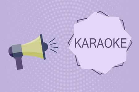 Writing note showing Karaoke. Business photo showcasing Entertainment singing along instrumental music played by a machine.の写真素材