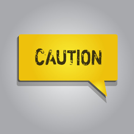 Conceptual hand writing showing Caution. Business photo showcasing Care taken to avoid danger or mistakes Warning sign Prevention.の写真素材