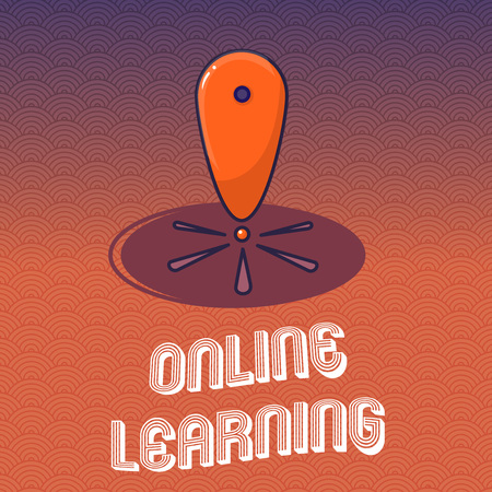 Text sign showing Online Learning. Conceptual photo Larning with the assistance of the Internet and a computer.の写真素材