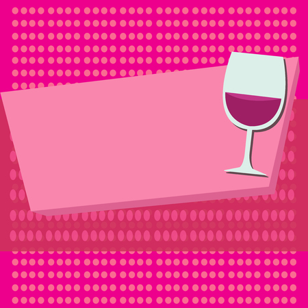 Flat design business Vector Illustration concept Empty copy space modern abstract background Geometric element. Halftone Goblet Glassware Half filled with Wine on Rectangular shape Formのイラスト素材