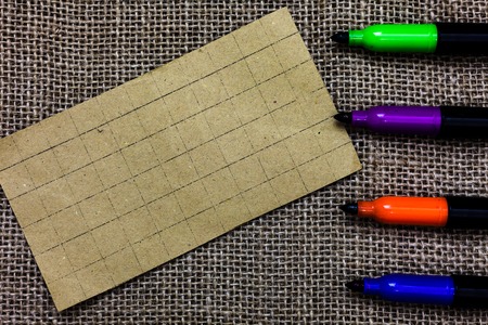 Design business concept Empty copy space modern abstract background. Paperboard computer mouse jute background Expressing ideas typing needsの写真素材