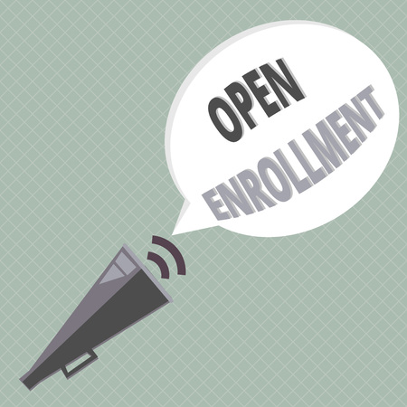 Handwriting text writing Open Enrollment. Concept meaning The yearly period when people can enroll an insurance.の写真素材