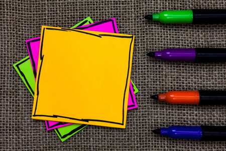 Design business concept Empty copy space modern abstract background. Written on some colorful sticky...