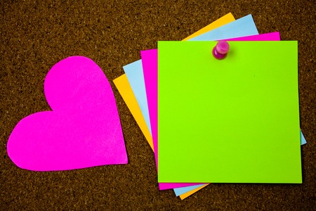 Business concept Empty template copy space isolated Posters coupons promotional material. Paper notes Important reminders Roanalysistic lovely message cork backgroundの写真素材