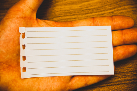 Business concept Empty template copy space isolated Posters coupons promotional material. Text two Words written white paper note hand open palm pencil messageの写真素材